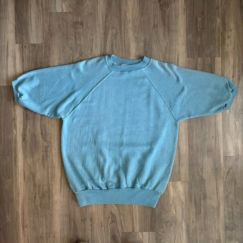 Vintage 1960s Hanes Breeze Shield Sweatshirt Men's Size XL(L) Light Blue Faded